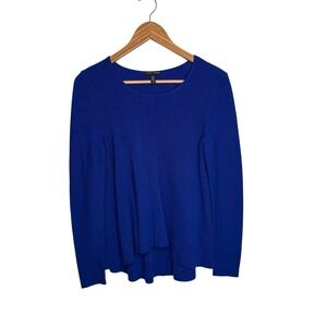 Eileen Fisher Womens Top Small Royal Blue Merino Wool Long Sleeve Edgy